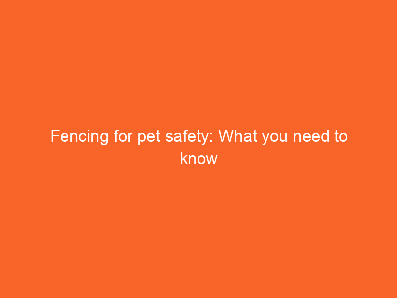 Fencing for pet safety: What you need to know